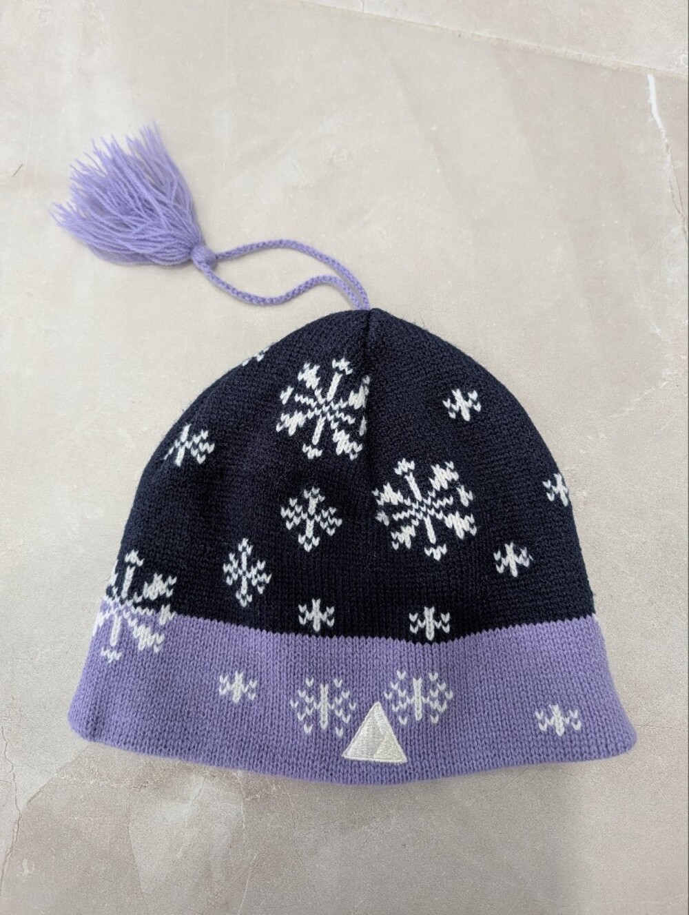 4/$20 Kids' Dark Blue and purple Snowflake Knit Beanie – 4-8Y